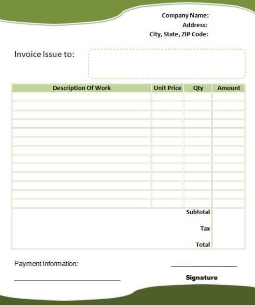 invoice template for interior design services