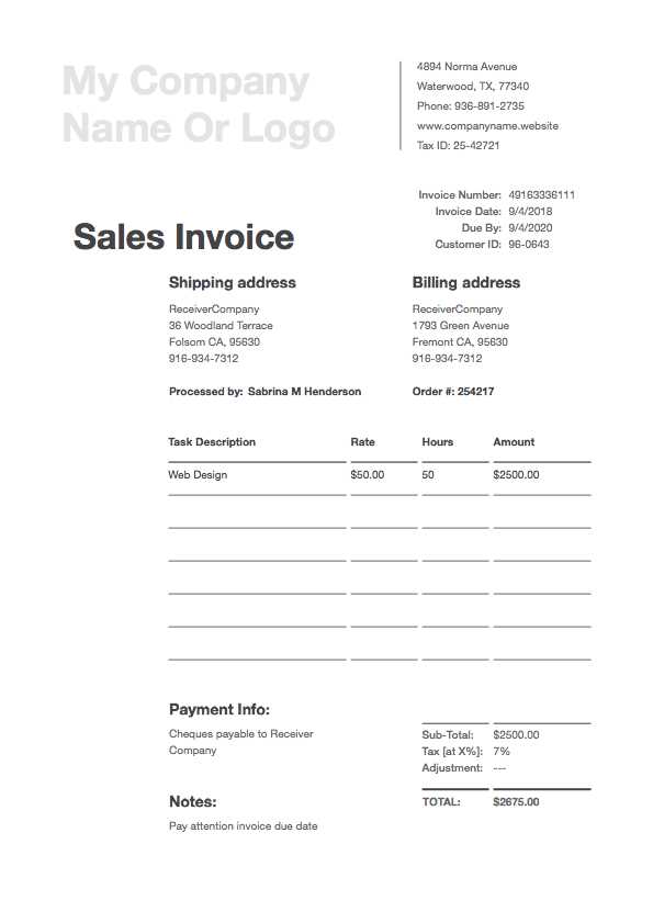 invoice template for ipad