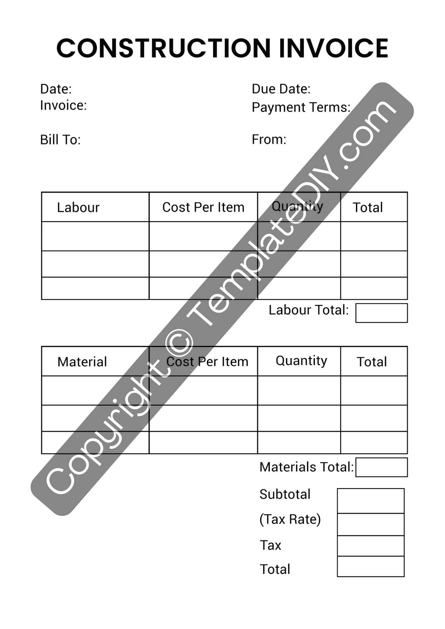 invoice template for labour