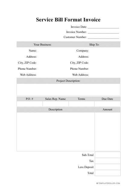 invoice template for services