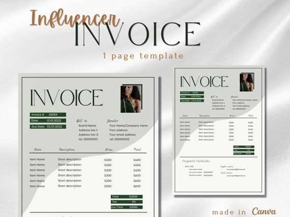 invoice template for social media services