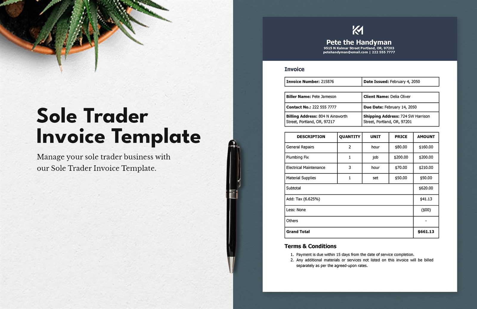 invoice template for sole trader