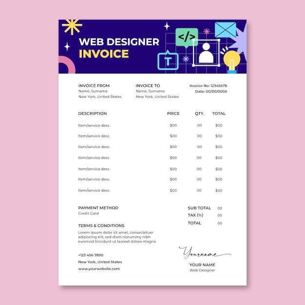 invoice template for web design services