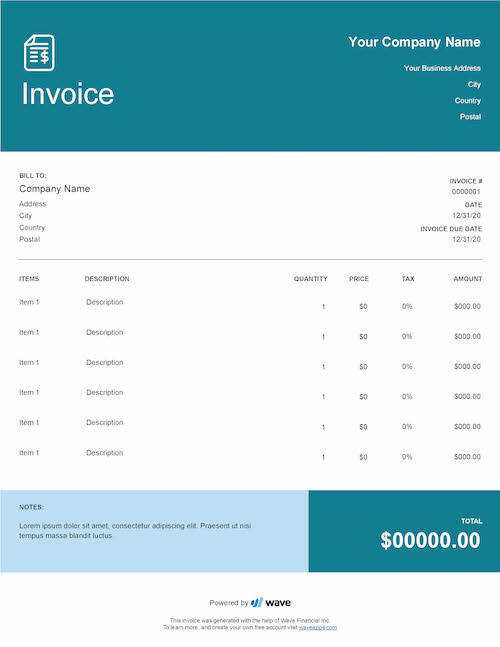 invoice template gratis