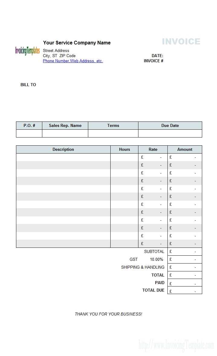 invoice template hourly rate