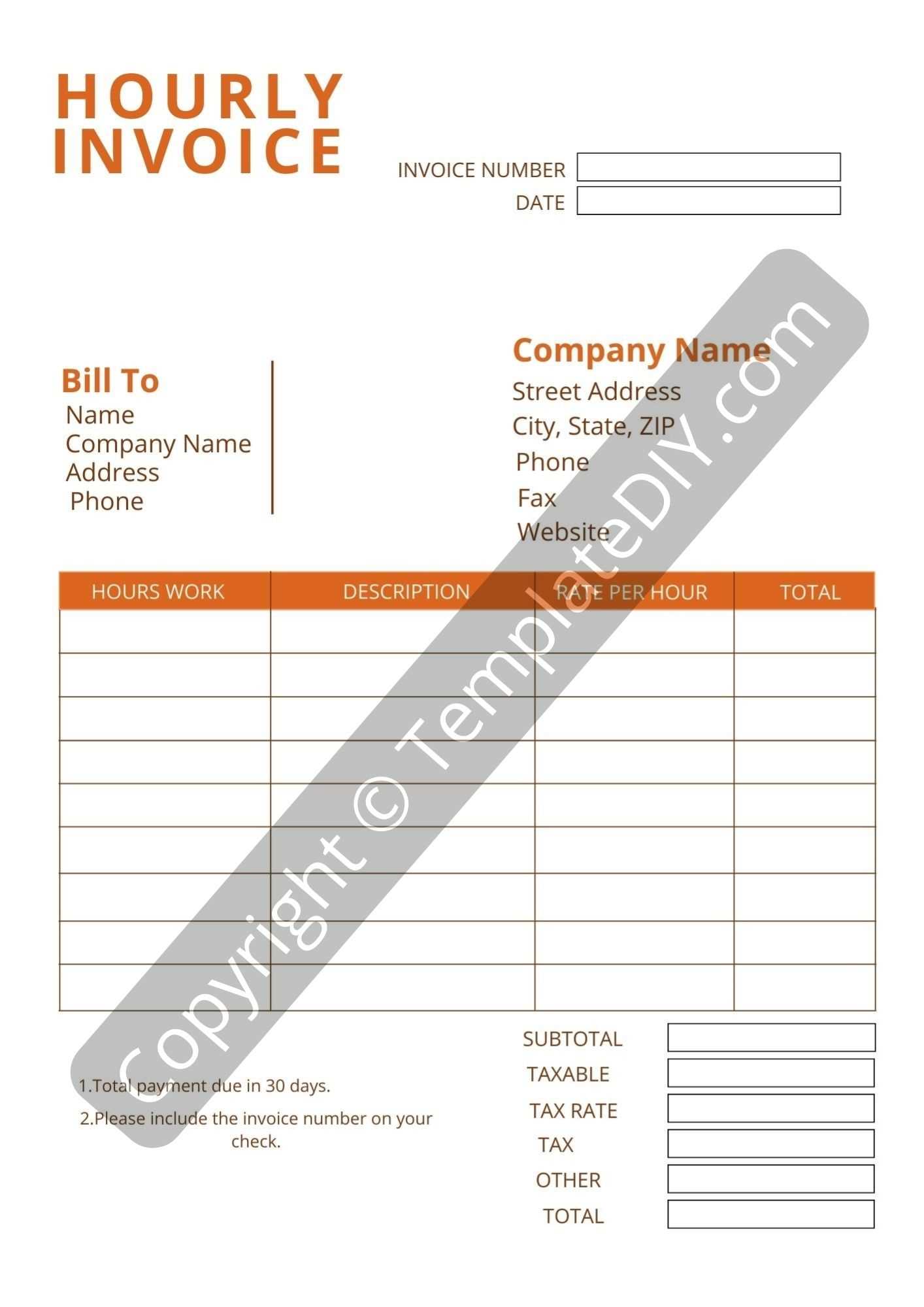 invoice template hourly work