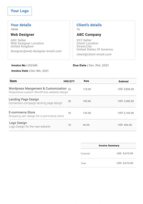 invoice template html css free download