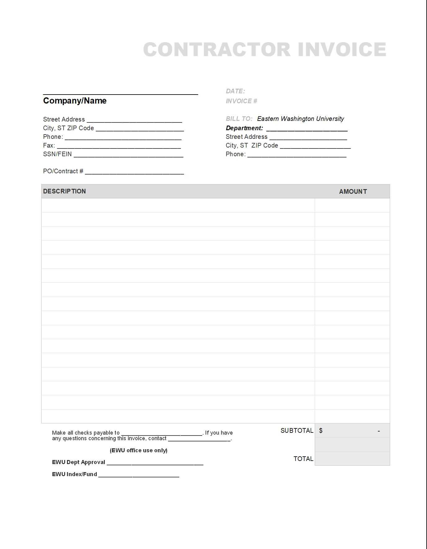 invoice template independent contractor