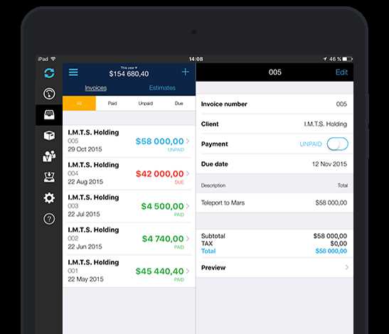 invoice template ipad