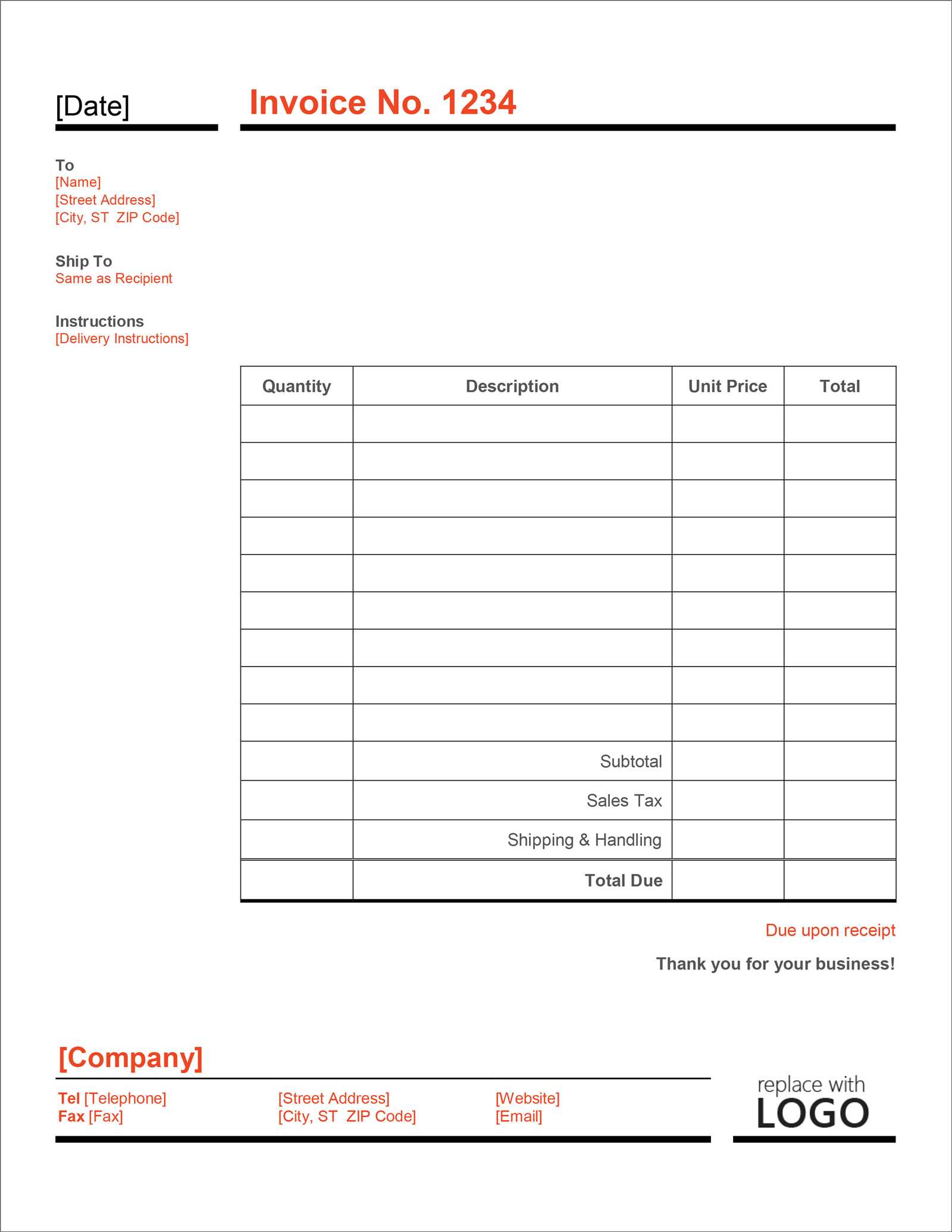 invoice template microsoft excel