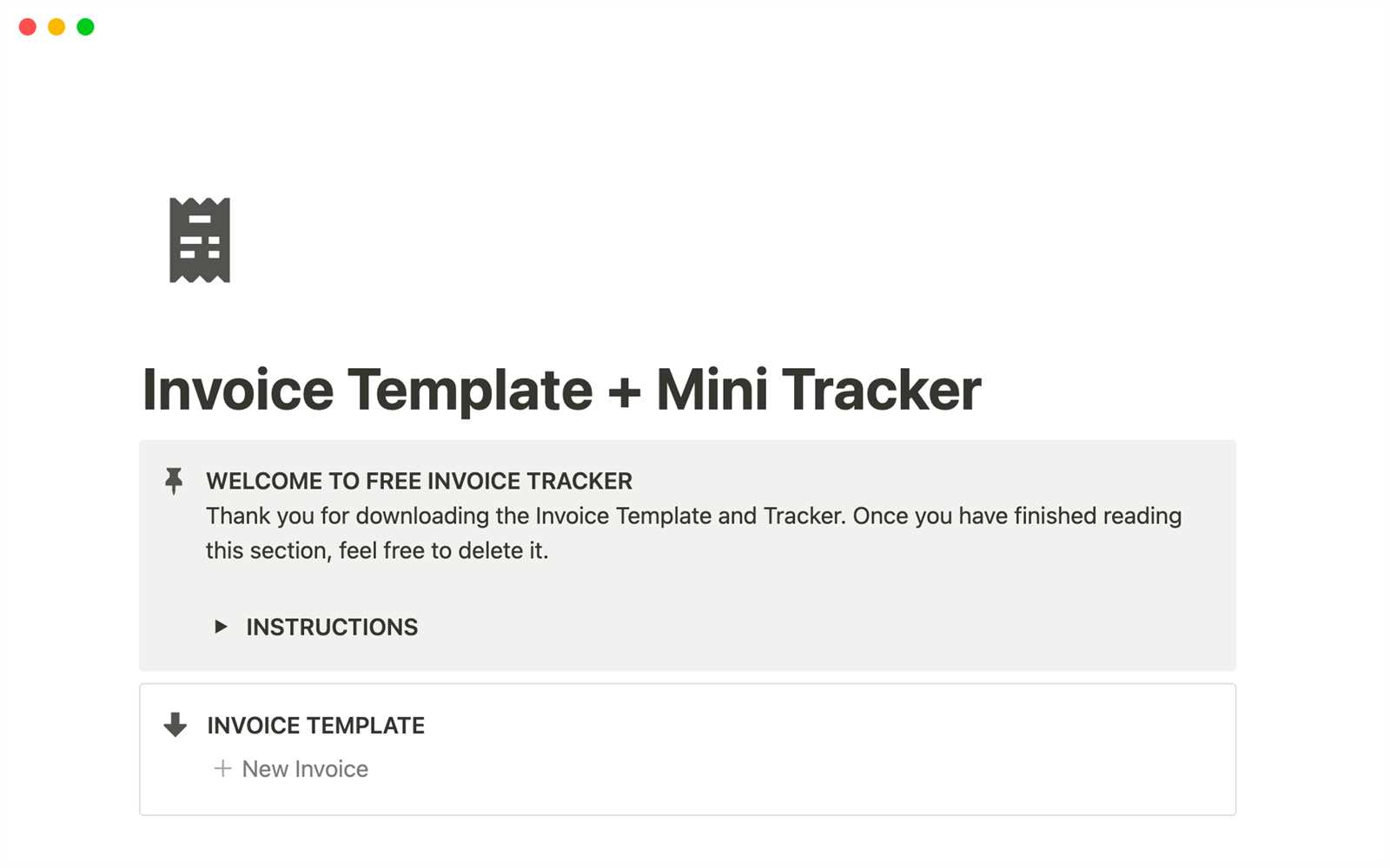 invoice template notion