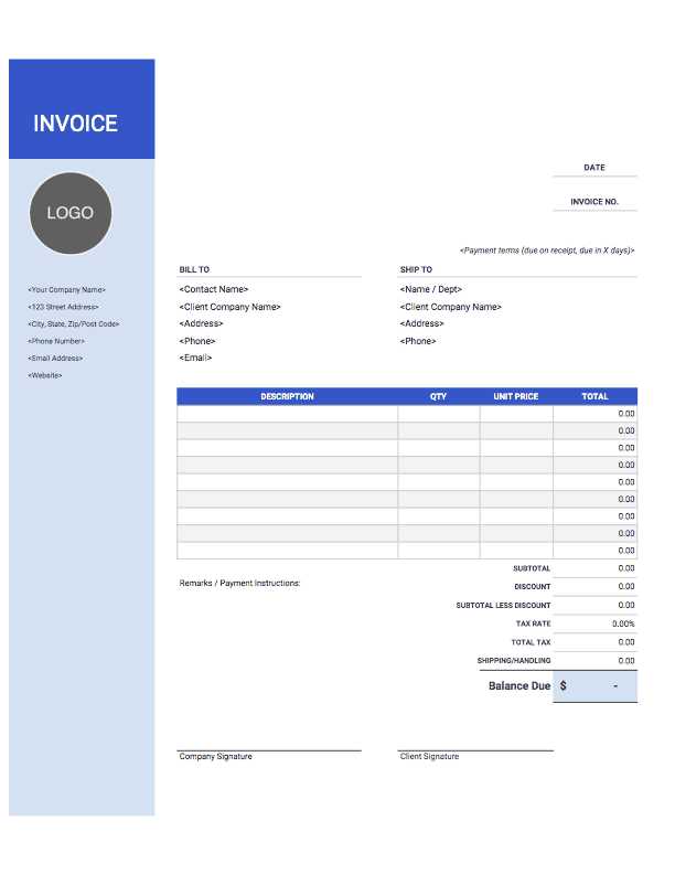invoice template numbers mac free