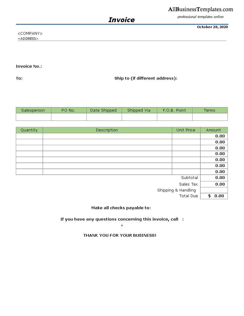 invoice template odt