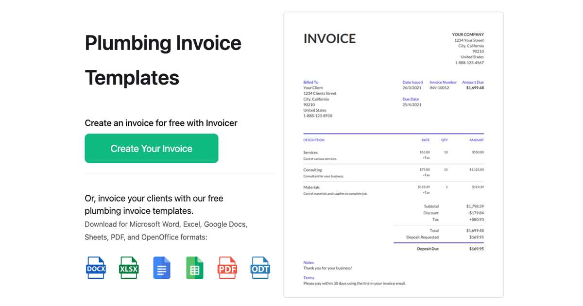 invoice template odt