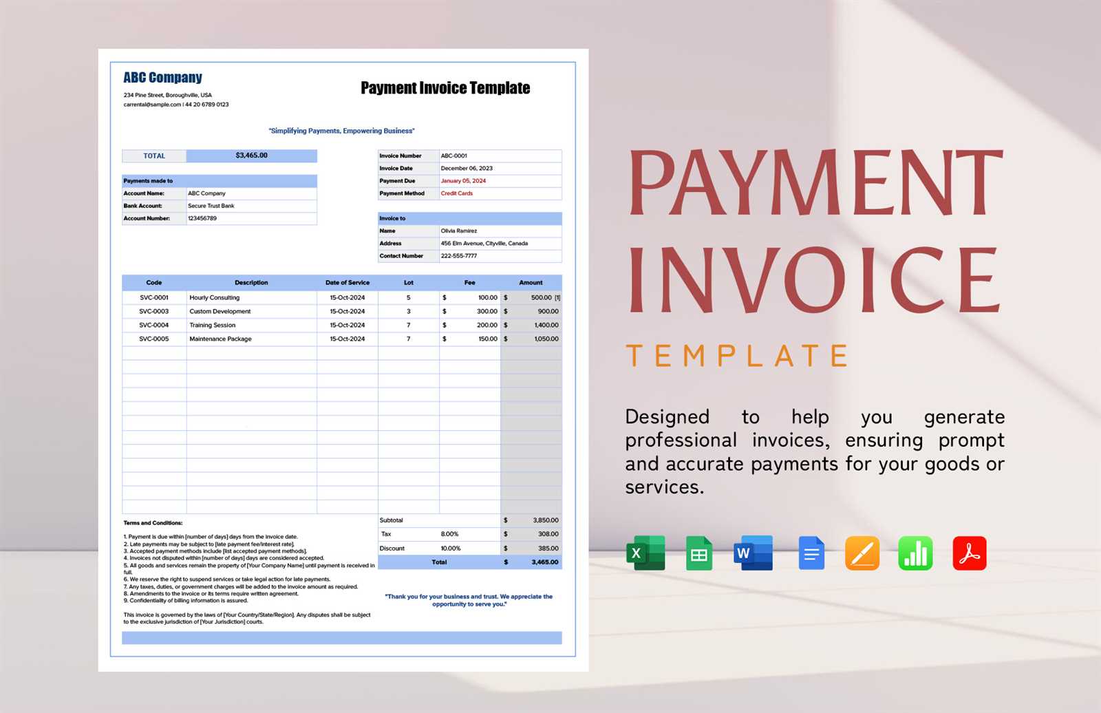 invoice template pdf word