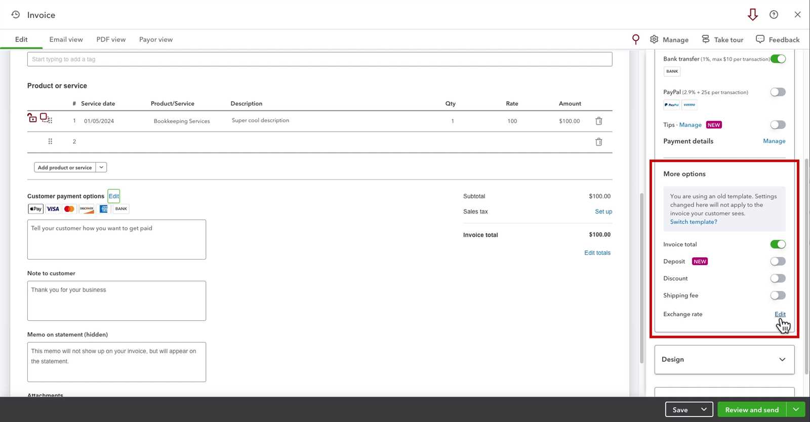 invoice template quickbooks online