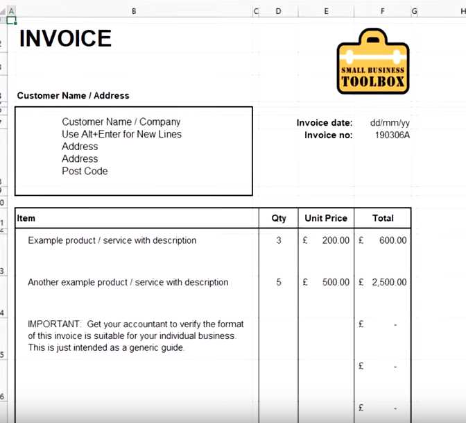 invoice template self employed