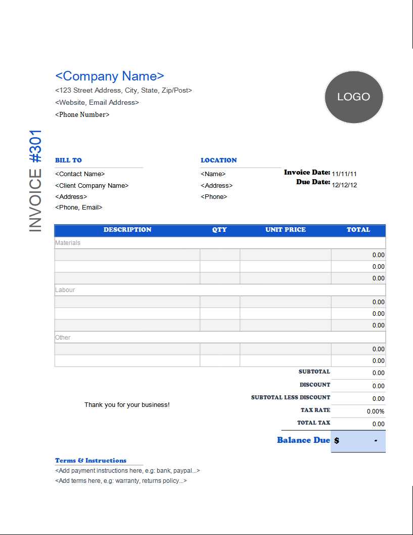 invoice template software contractor