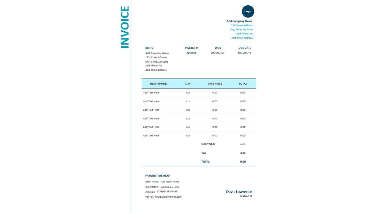 invoice template sole trader