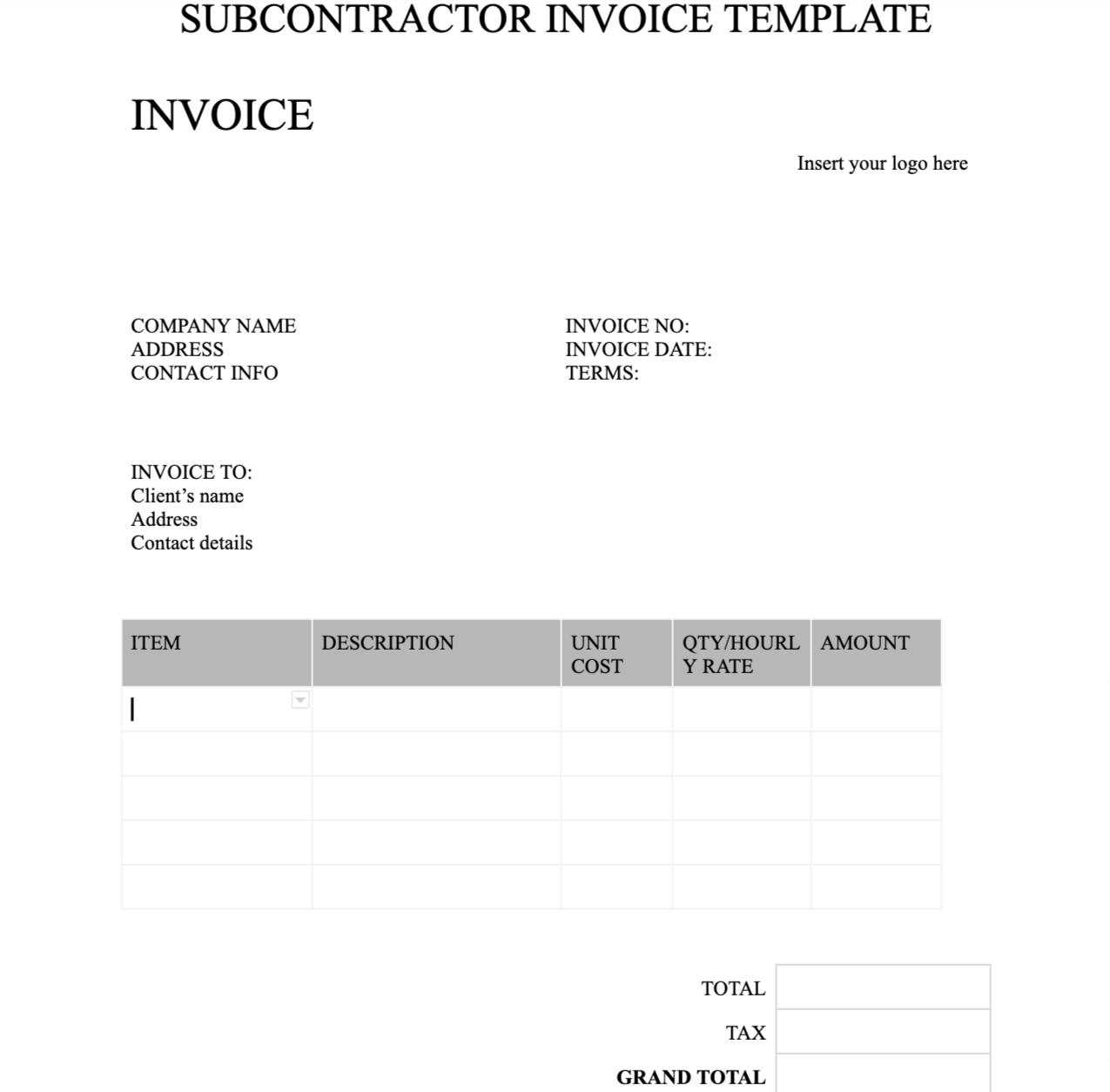 invoice template timesheet