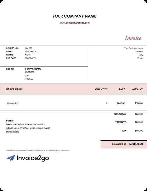 invoice template with balance due