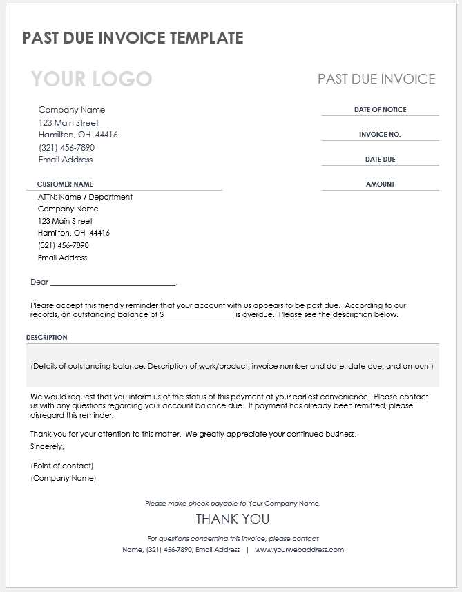 invoice template with balance due