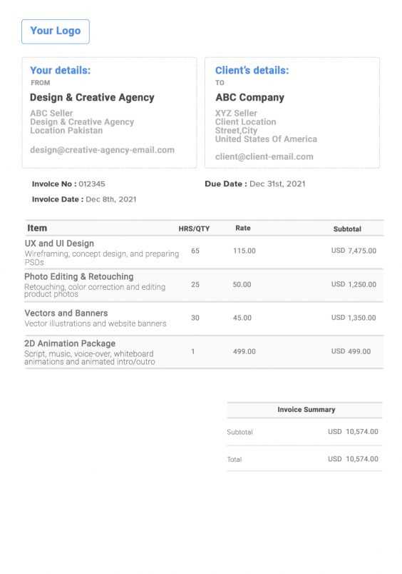 invoice template with company logo