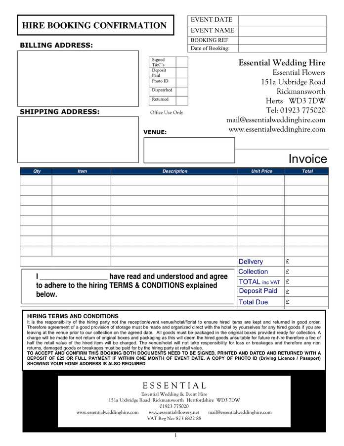 invoice template with deposit