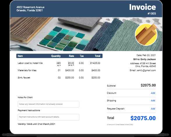 invoice template with deposit