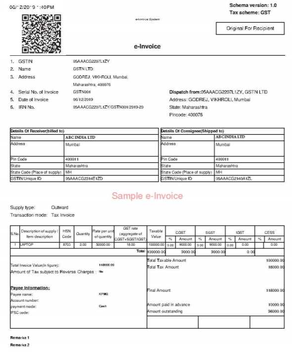 invoice template with gst india