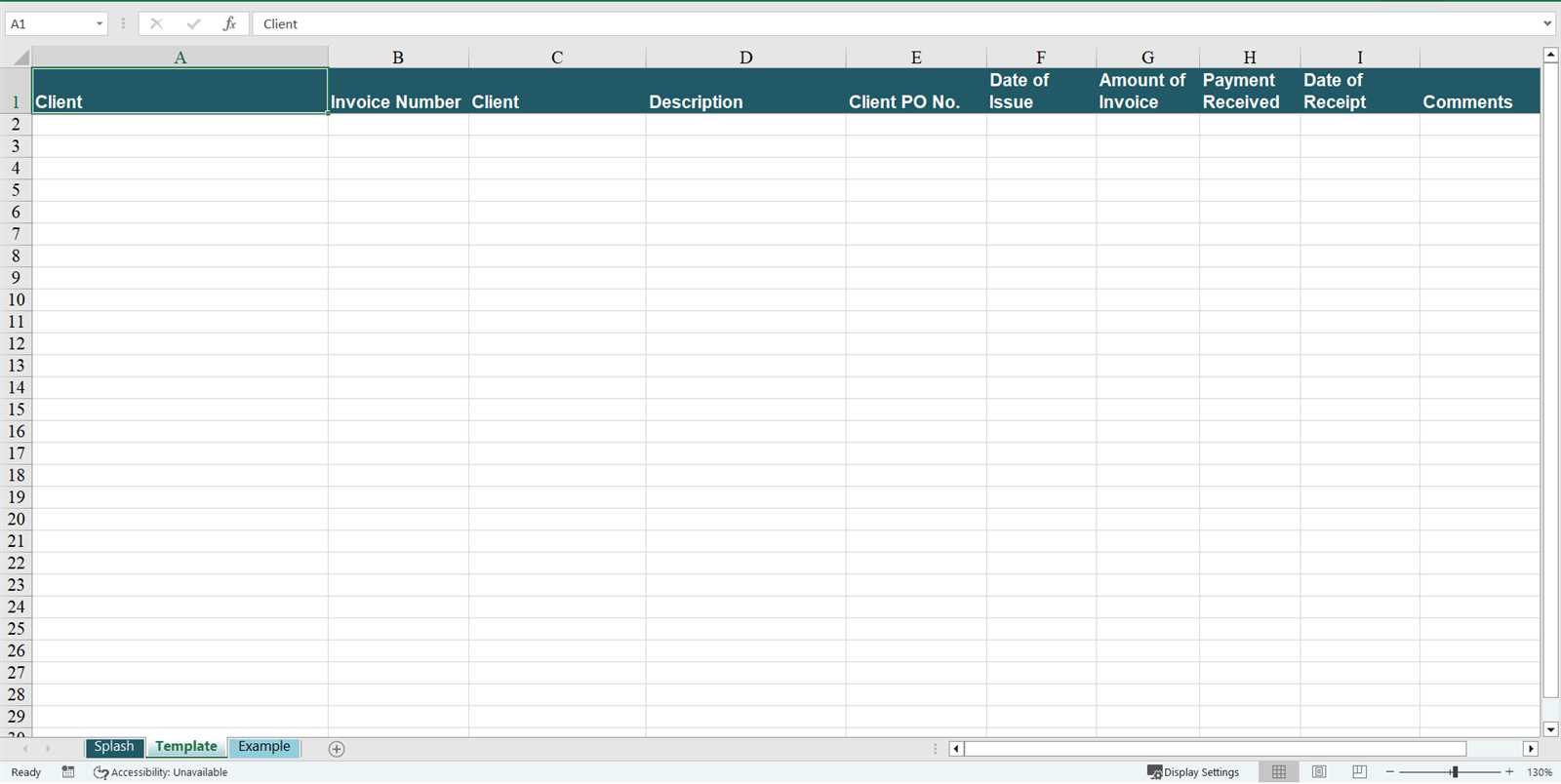 invoice tracker excel template