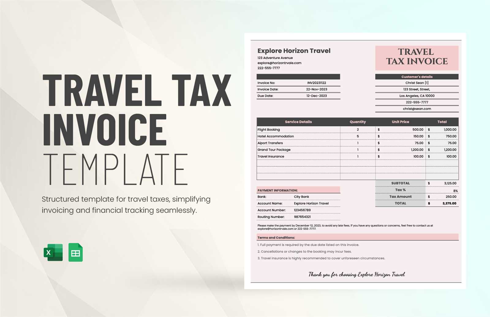 invoice with tax calculation template