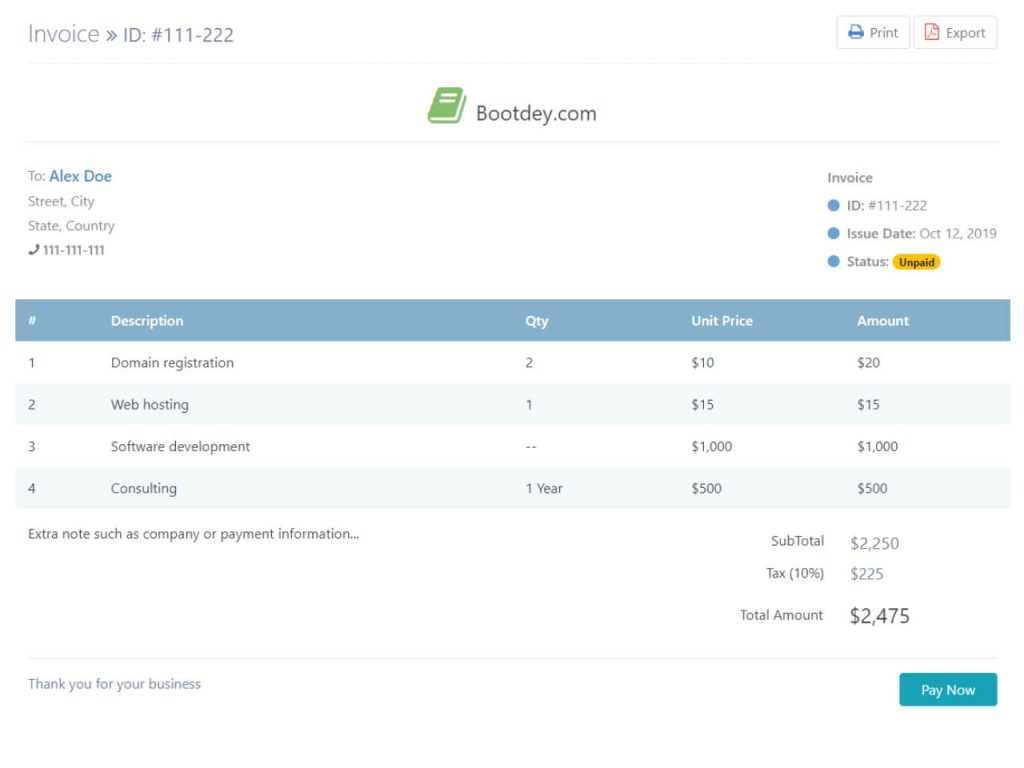 css invoice template free