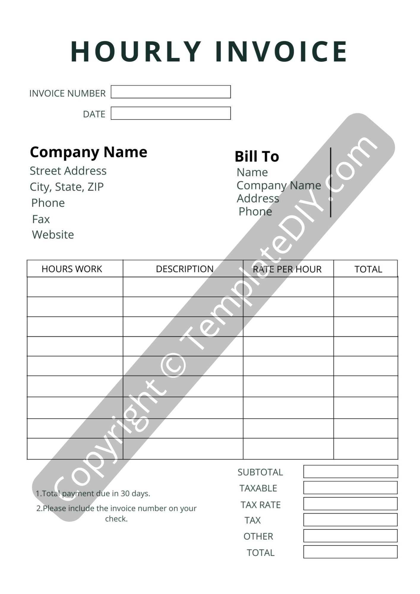 free blank invoice template pdf
