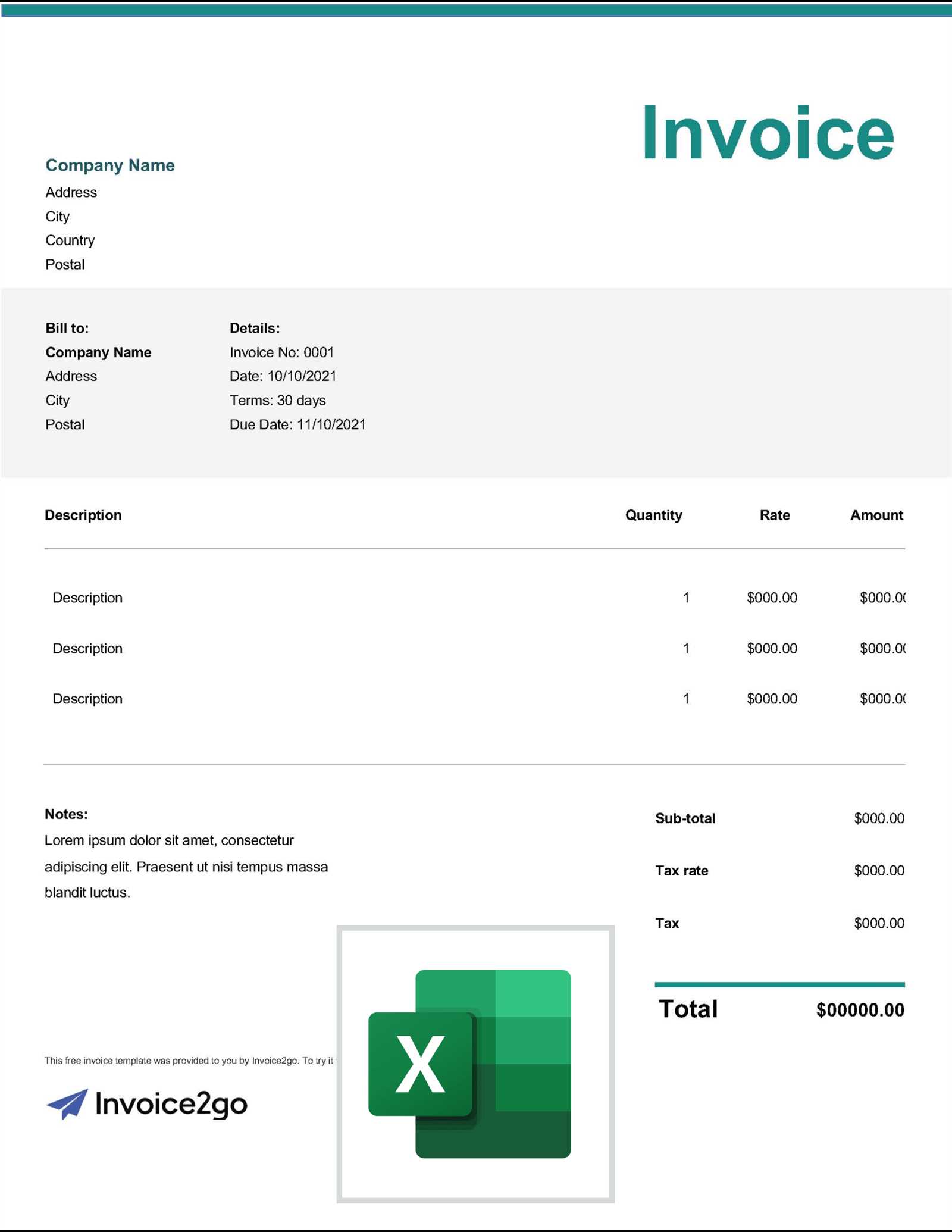 day rate invoice template