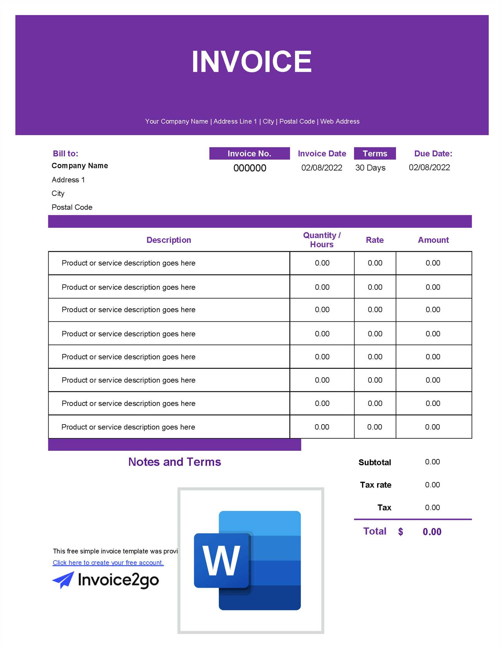 it services invoice template