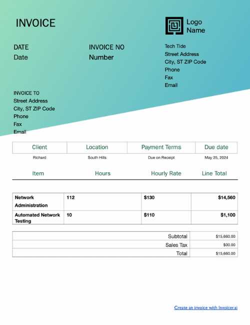 it services invoice template