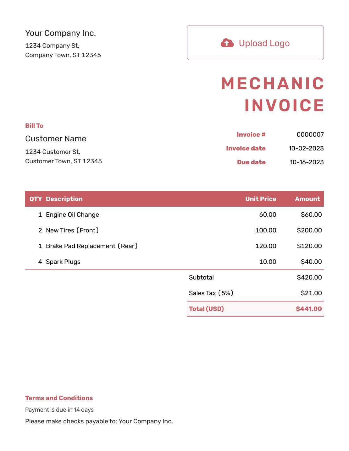 itemized invoice template excel