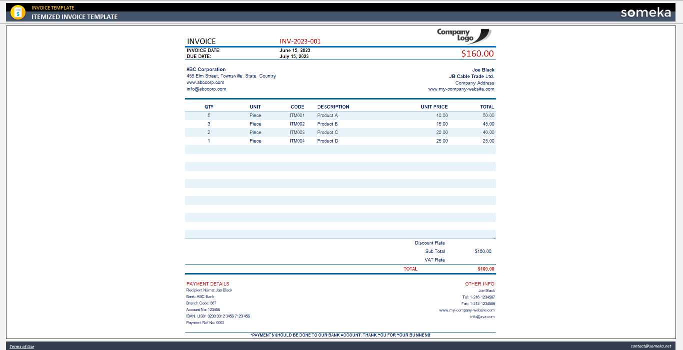 itemized invoice template