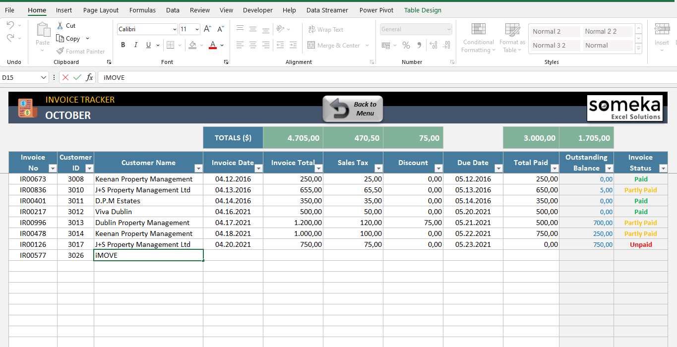 invoice summary report template