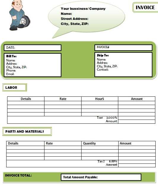 free contractor invoice template word