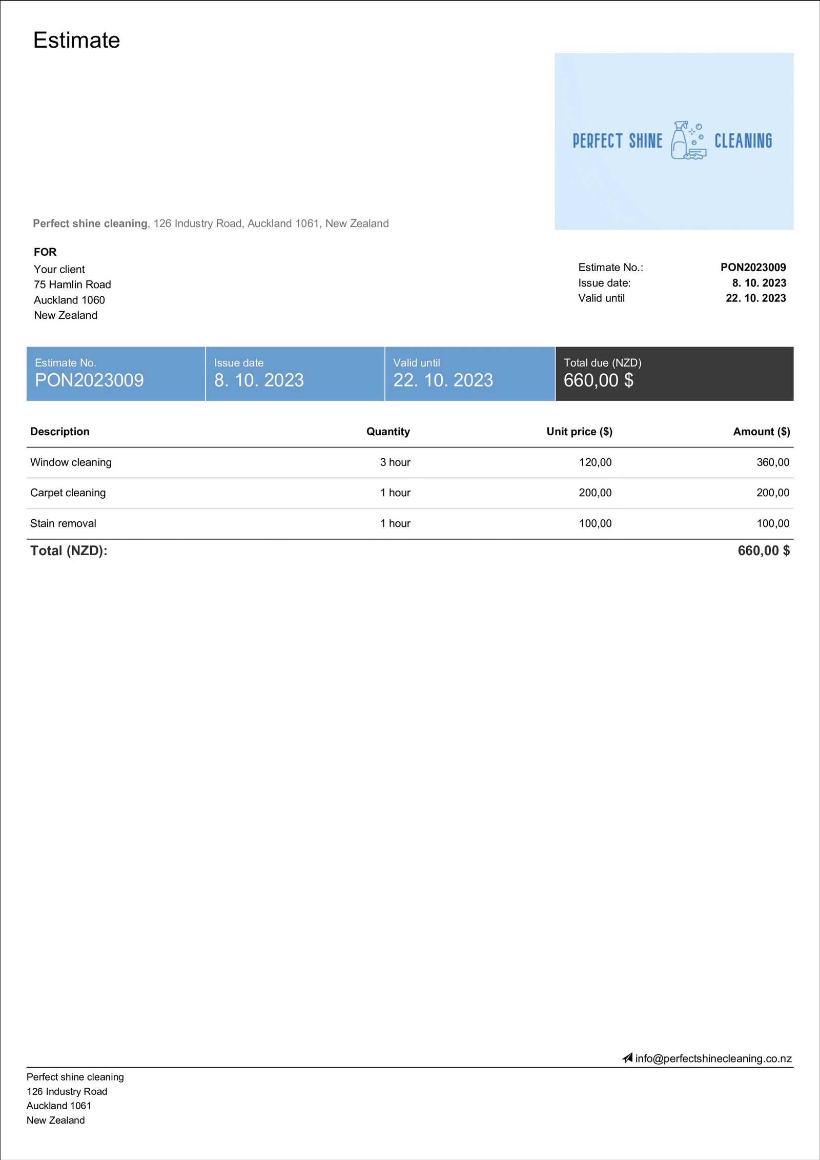 janitorial invoice template