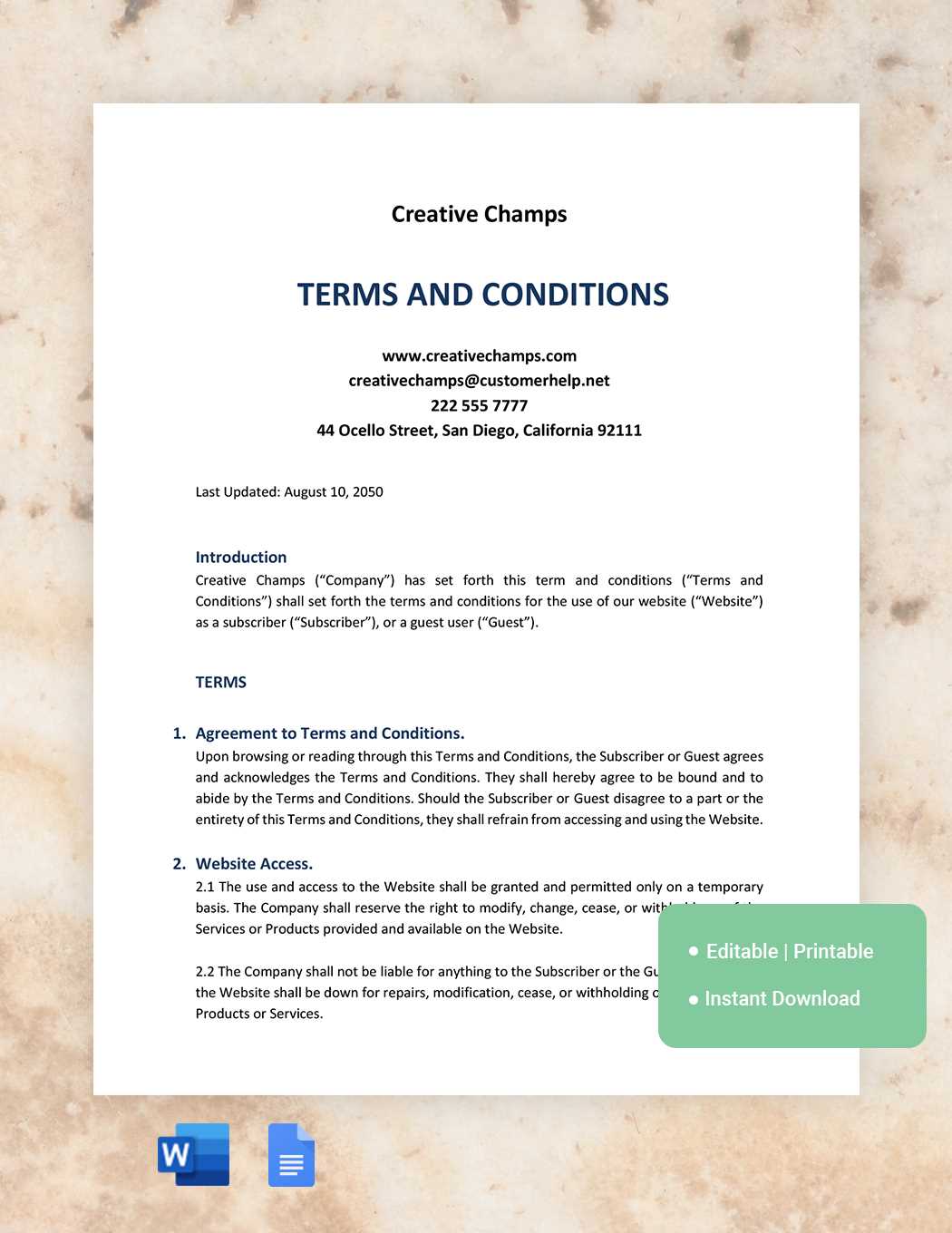 invoice terms and conditions template