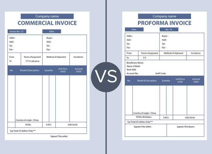 export invoice template free