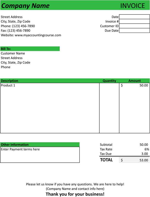 retail sales invoice template
