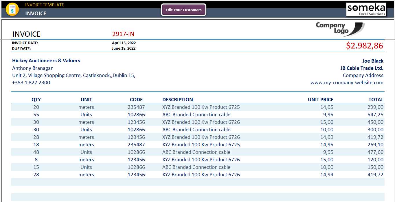 is there an invoice template in excel