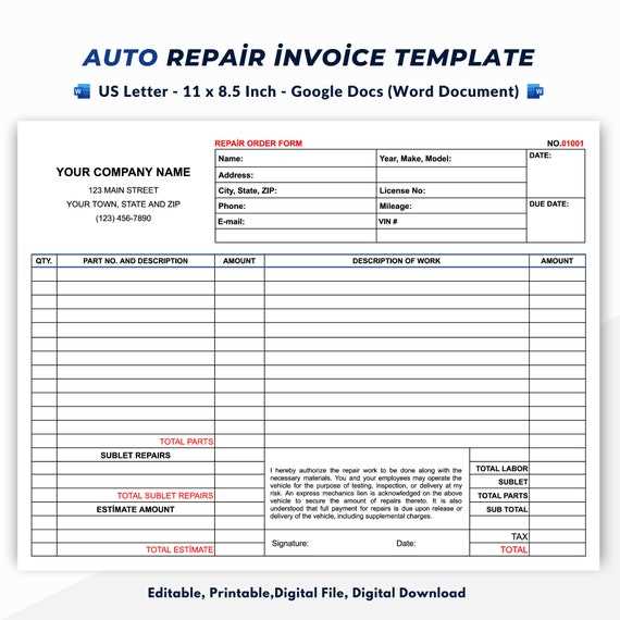 auto invoice template