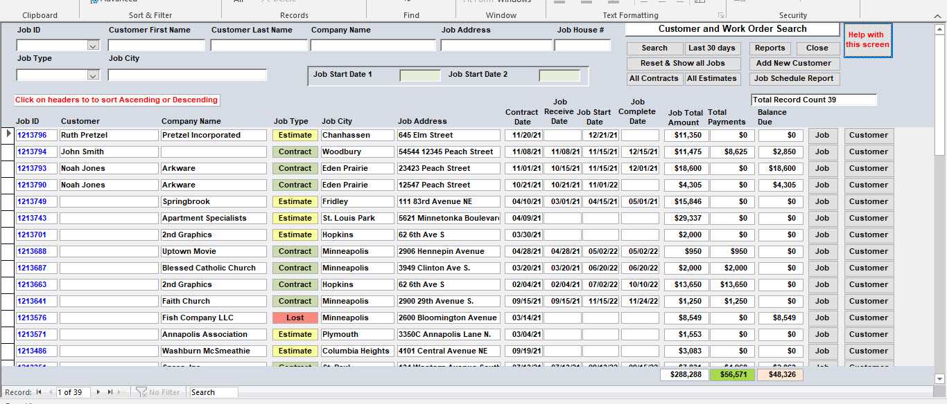 microsoft access invoice database template