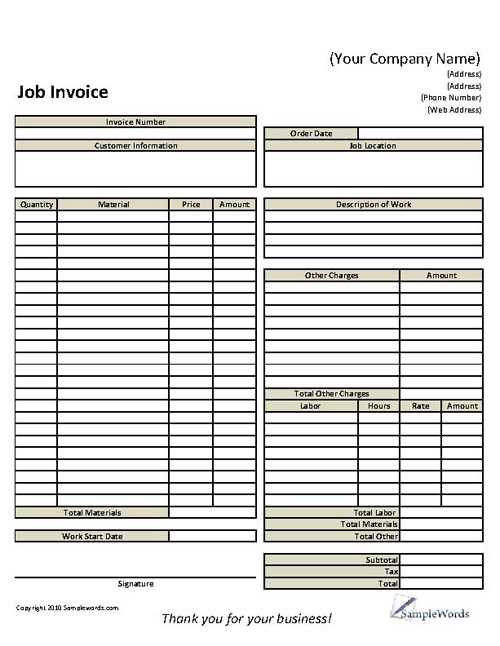 job invoice template