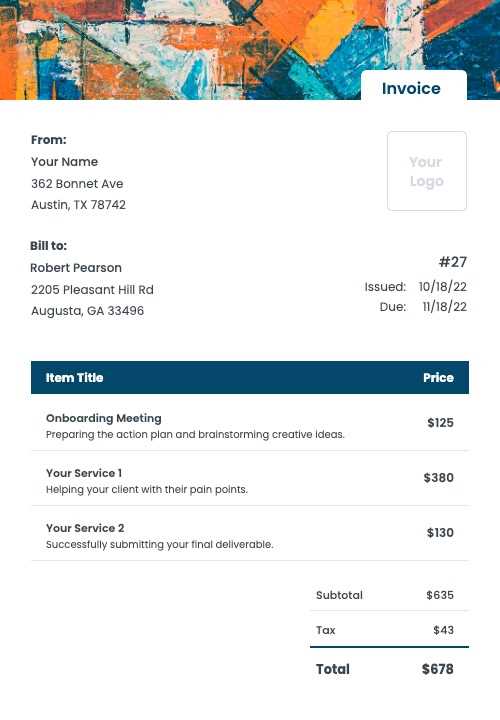 face painting invoice template